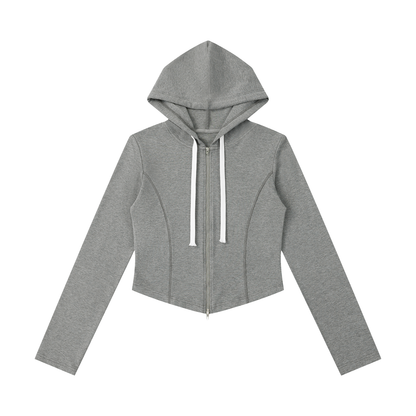 Women's Slim Cropped Full Zip Hoodie 260GSM
