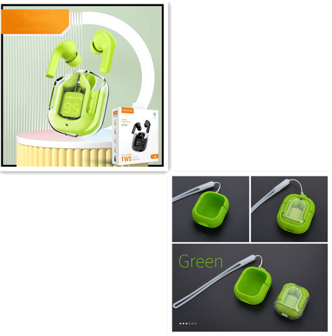 Nouveaux mini écouteurs Bluetooth sans fil transparents avec affichage numérique et réduction de bruit ENC, véritablement sans fil pour le sport et la musique