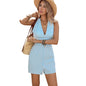 Women's Striped Sleeveless Jumpsuit | High Waist Lace-Up Resort Style