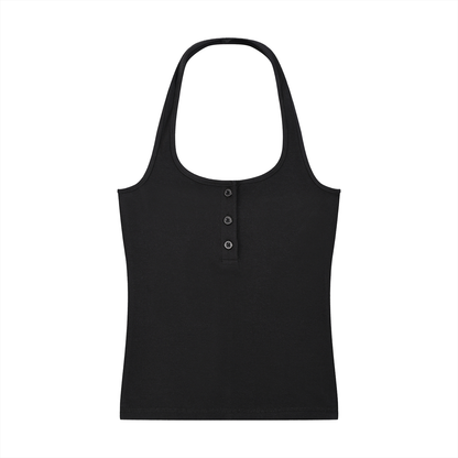 Women's Ribbed Henley Tank Top 250GSM