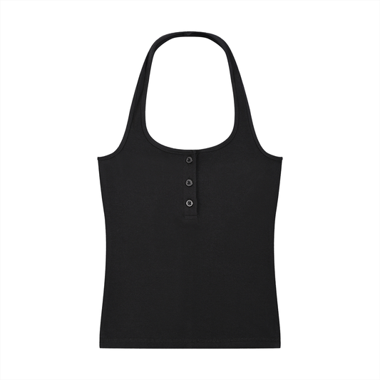 Women's Ribbed Henley Tank Top 250GSM