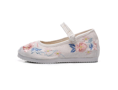 Womens Embroidered Flat Cloth Shoes