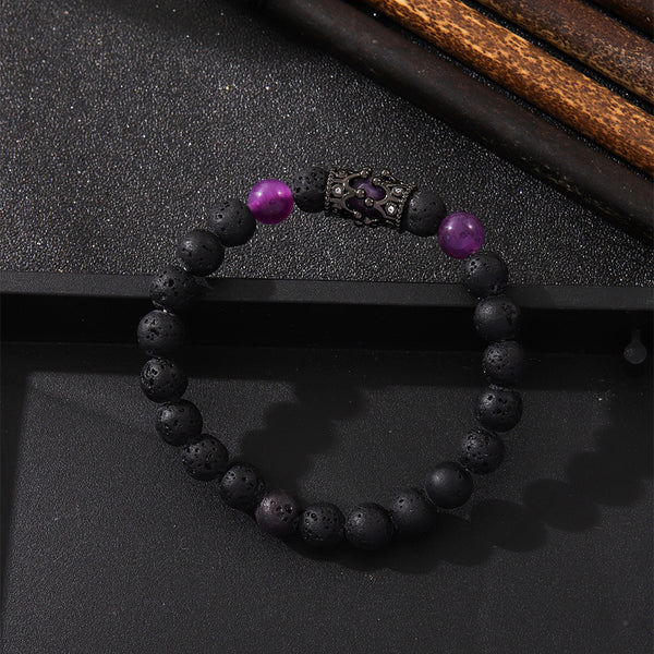 Zircon Crown Volcanic Rock Beaded Bracelet