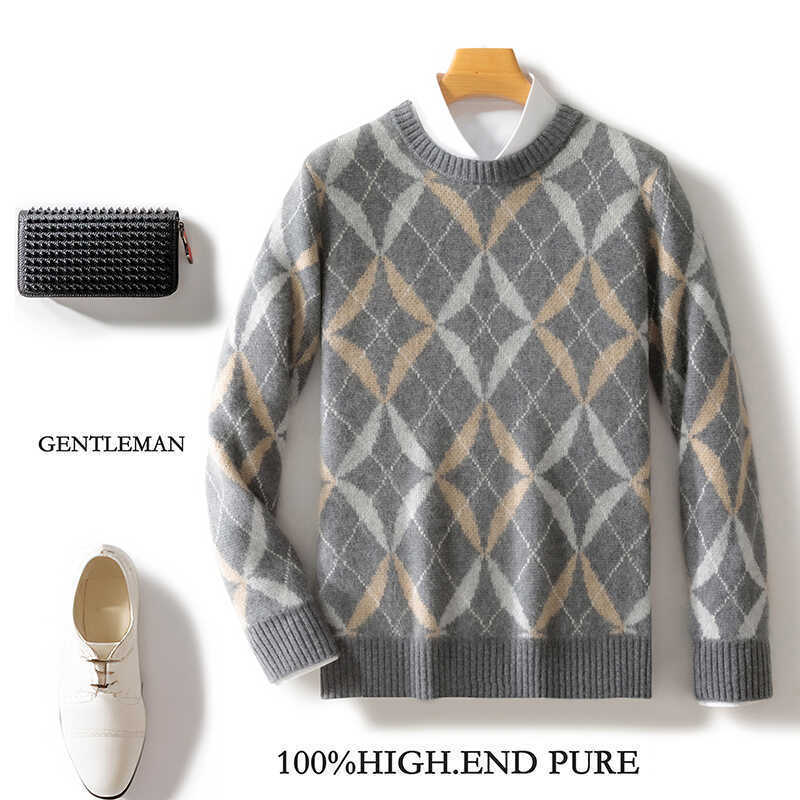 Mens wool Round Neck Multicolor Thick Loose sweater