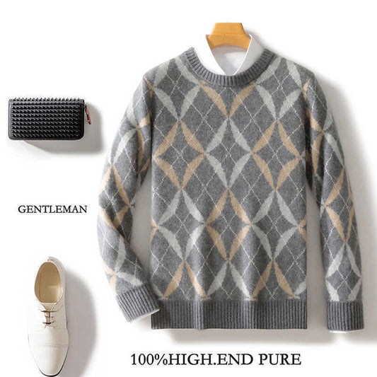 Mens wool Round Neck Multicolor Thick Loose sweater