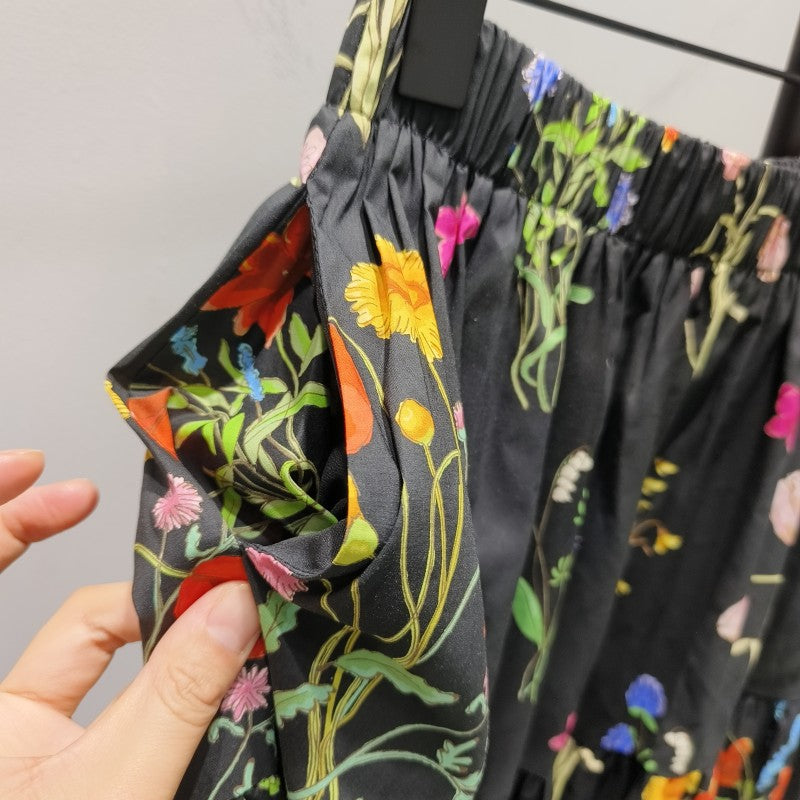 Mid-Length High-Waisted Youthful All-Match A-Line Floral Skirt