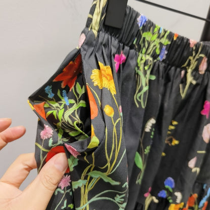 Mid-Length High-Waisted Youthful All-Match A-Line Floral Skirt