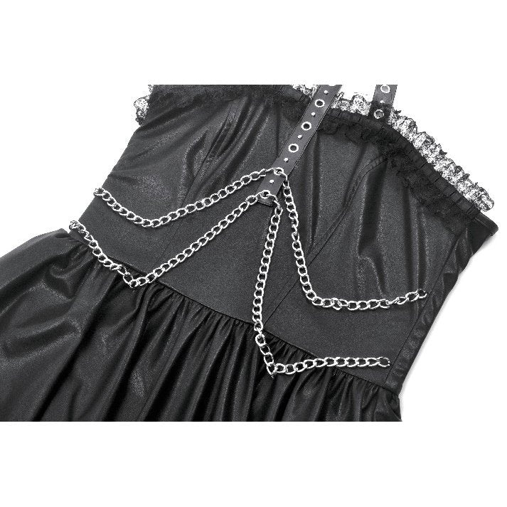Robe Gothique Dark in Love Valentina en Velours Rouge et Empiècements en Résille