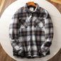 Mens Fleece-lined Warm Composite Lambswool Plaid Shirt