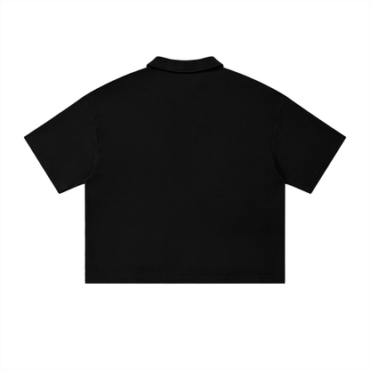 Unisex Vintage Wash Waffle Boxy Polo Shirt