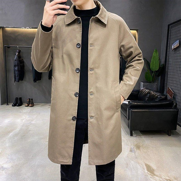 Men's Mid-Length Casual Trench Coat