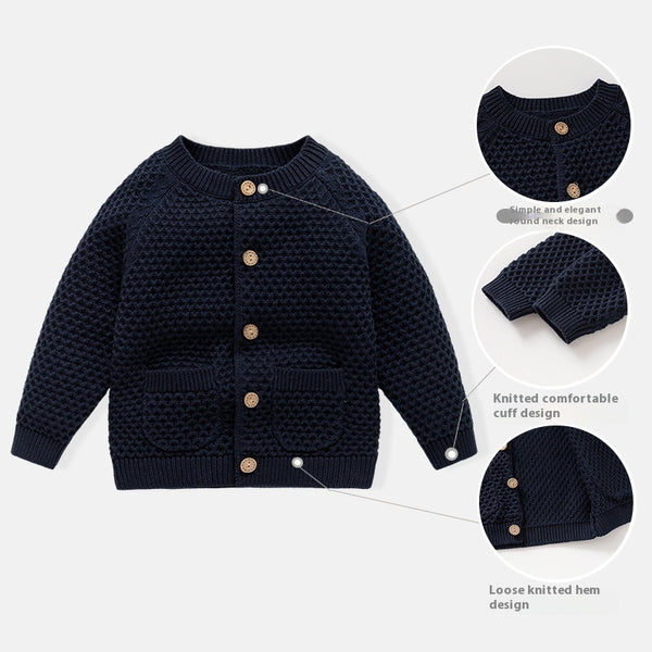 Boys' Fall Winter Coat Round Neck Sweater