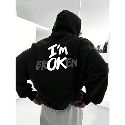 "I’m OK" Graphic Hoodie – European Size | Men’s Hip Hop Streetwear Pullover