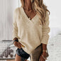 V-neck Long-sleeved Pullover Sweater Top