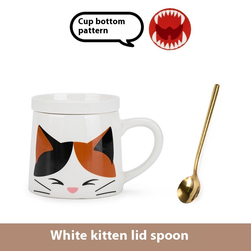 Porcelain Mug Water Glass With Cover Spoon