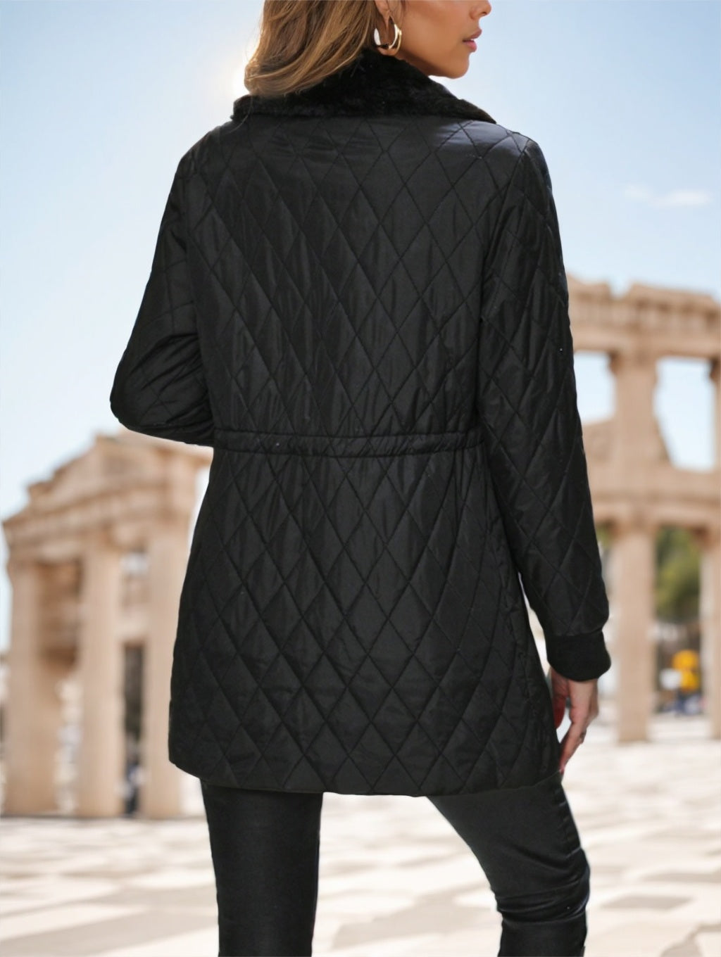Drawstring Waist Padded Padded Coat