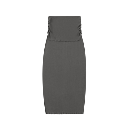 Dyed Washed Straight Hip-Hugging Slim Maxi Skirt