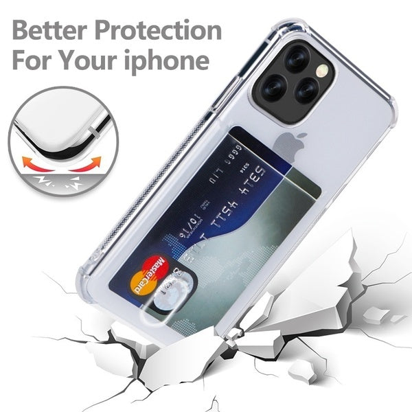 Soft TPU Clear Case With Card Slot - For iPhone 14 Pro Max