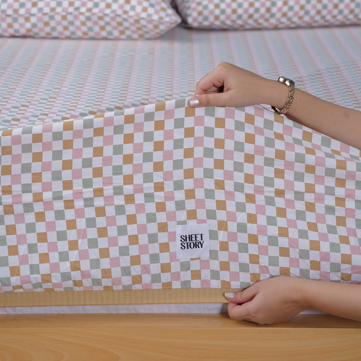 Ella Cotton - Gems Checkerboard Fitted Sheet