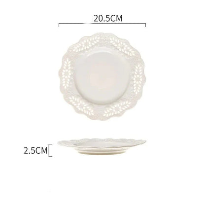 Embossed Porcelain Dessert Plate - Ceramic Household Tray