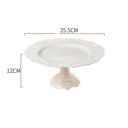 Embossed Porcelain Dessert Plate - Ceramic Household Tray