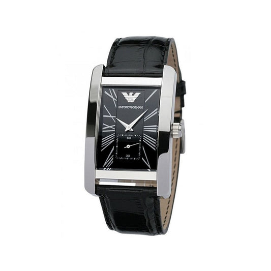 Montre rectangulaire noire classique Emporio Armani AR0143 pour hommes