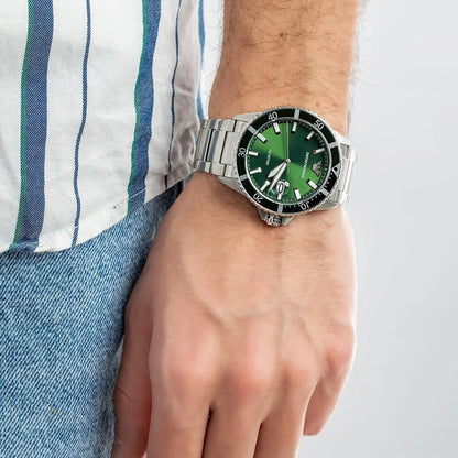 Emporio Armani AR11338 Men's Diver Style Silver & Green Watch