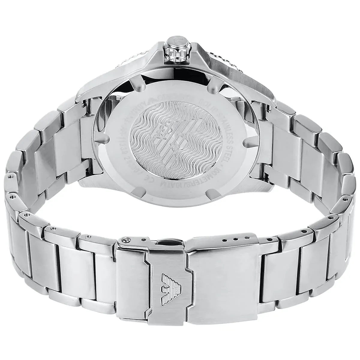 Montre Emporio Armani AR11339 pour homme, style plongeur, argent et bleu