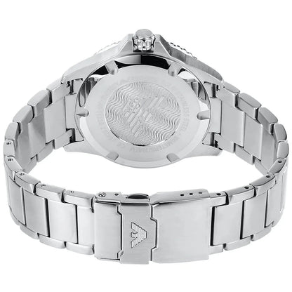 Montre Emporio Armani AR11339 pour homme, style plongeur, argent et bleu