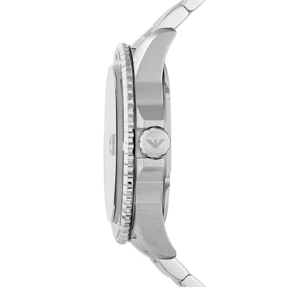 Montre Emporio Armani AR11339 pour homme, style plongeur, argent et bleu