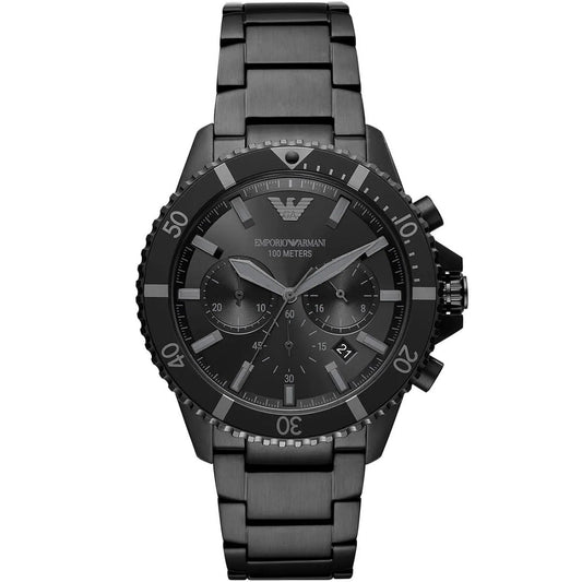 Montre Emporio Armani AR11363 pour homme, style plongeur, entièrement noire