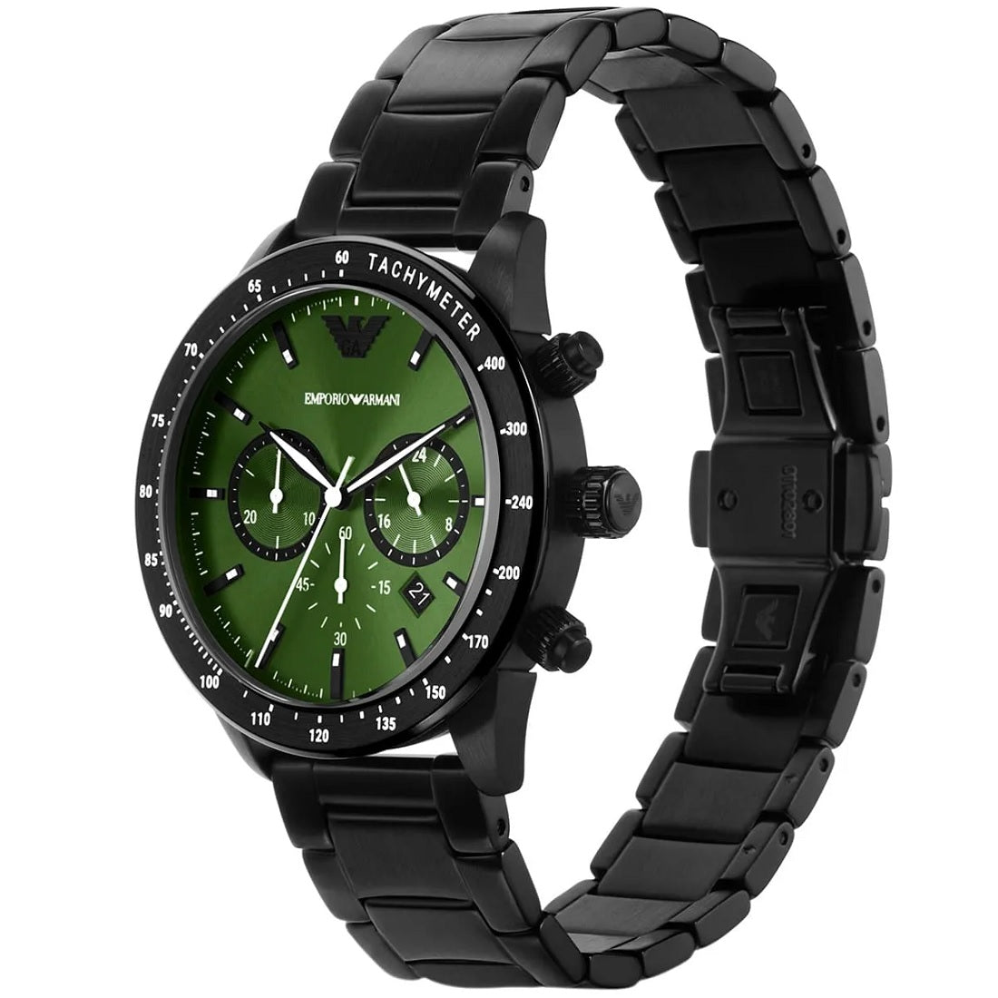 Montre Emporio Armani AR11472 Mario pour homme noire et verte