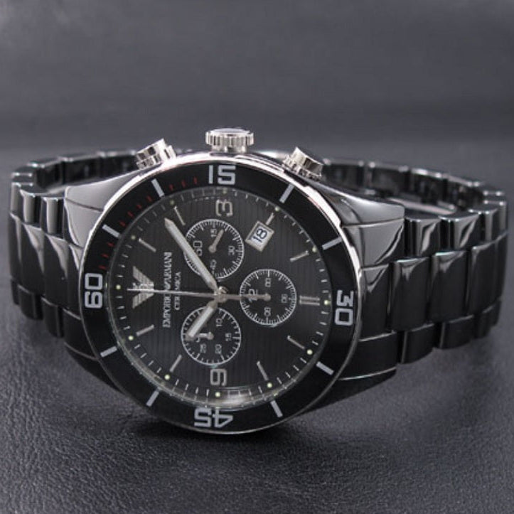 Montre pour homme en céramique noire Emporio Armani AR1421 Leo