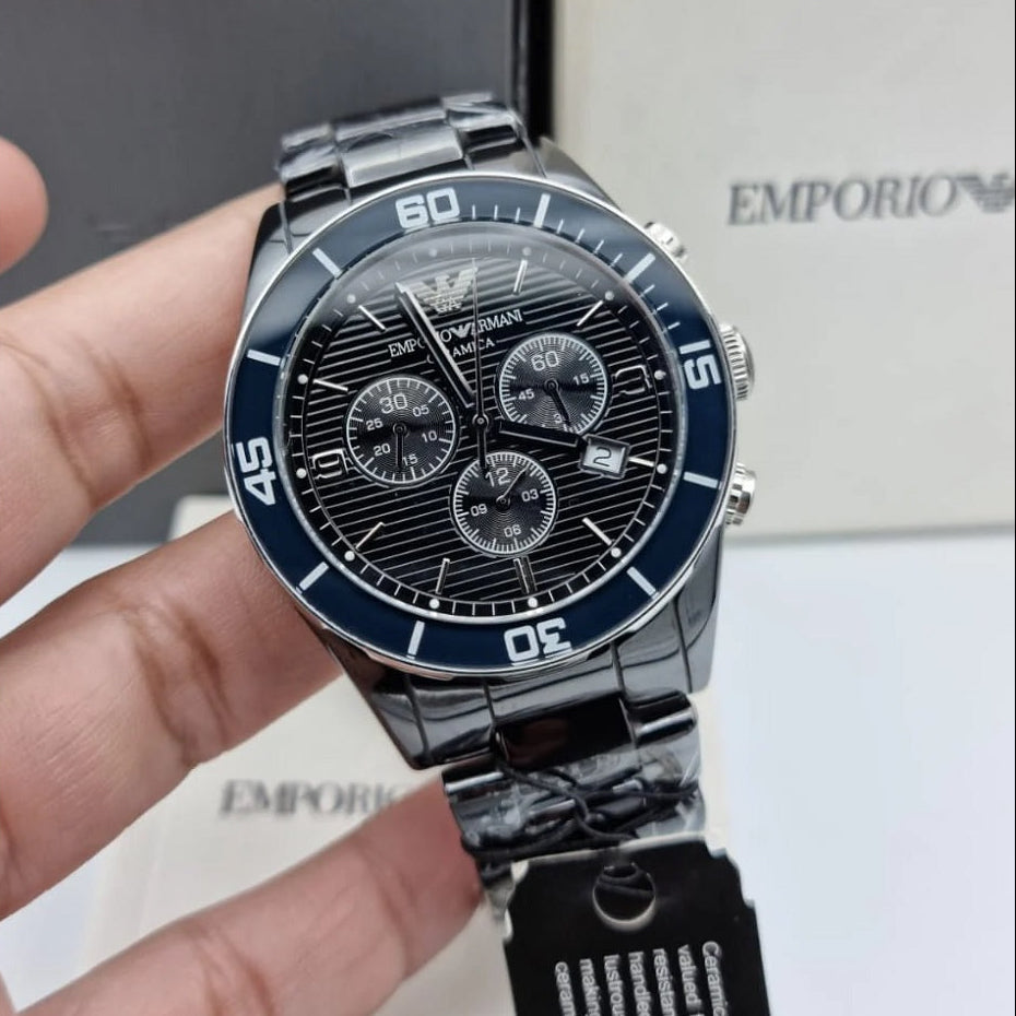Montre pour homme en céramique noire Emporio Armani AR1421 Leo
