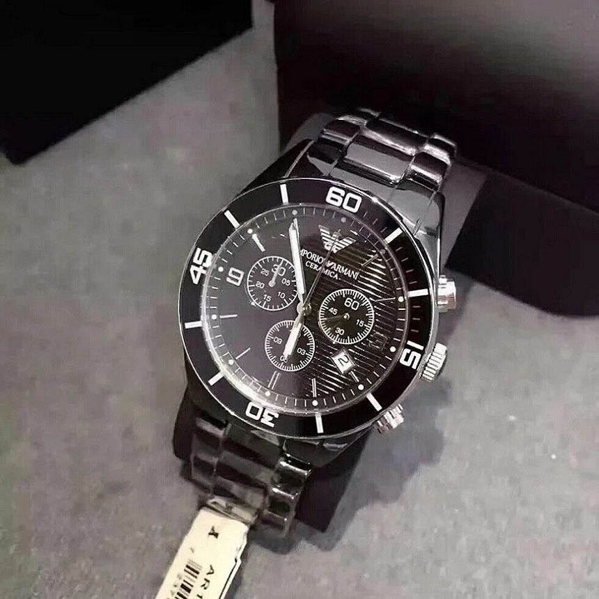 Montre pour homme en céramique noire Emporio Armani AR1421 Leo