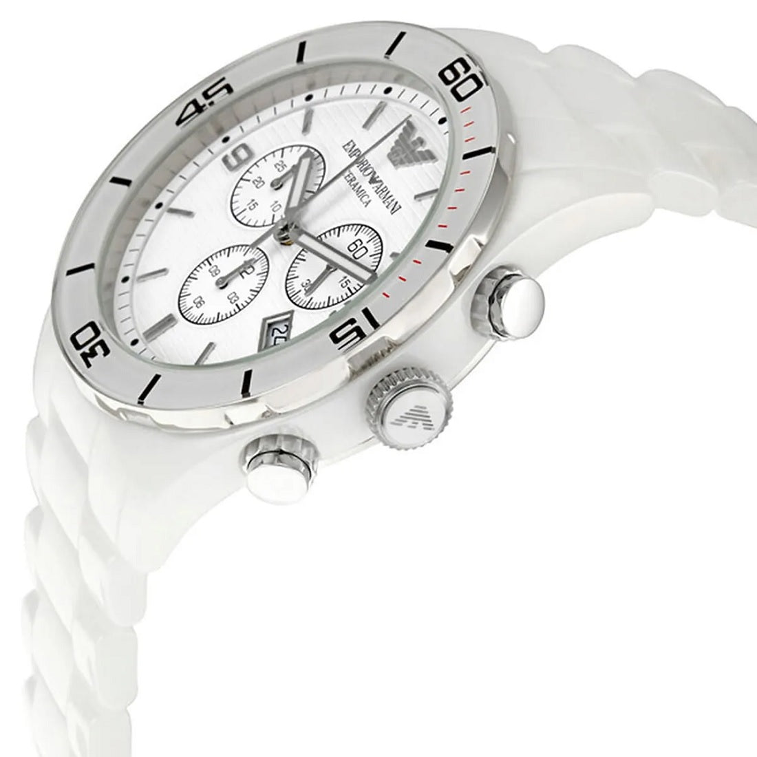 Montre Emporio Armani AR1424 Leo pour homme en céramique blanche