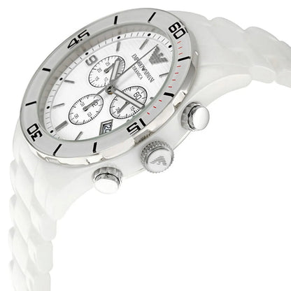 Montre Emporio Armani AR1424 Leo pour homme en céramique blanche