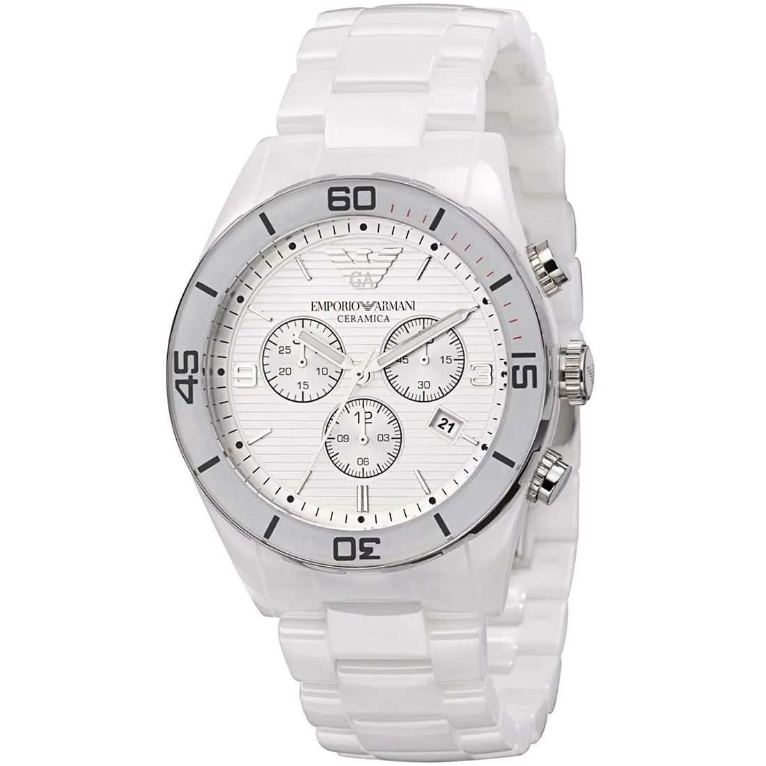 Montre Emporio Armani AR1424 Leo pour homme en céramique blanche