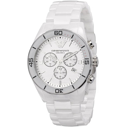 Montre Emporio Armani AR1424 Leo pour homme en céramique blanche
