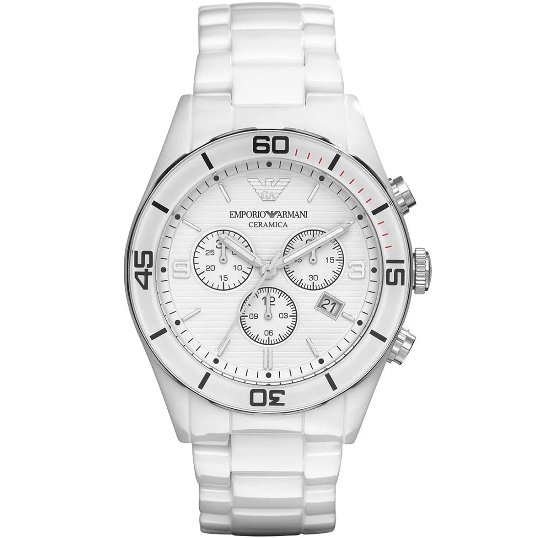 Montre Emporio Armani AR1424 Leo pour homme en céramique blanche