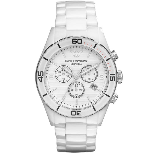 Montre Emporio Armani AR1424 Leo pour homme en céramique blanche