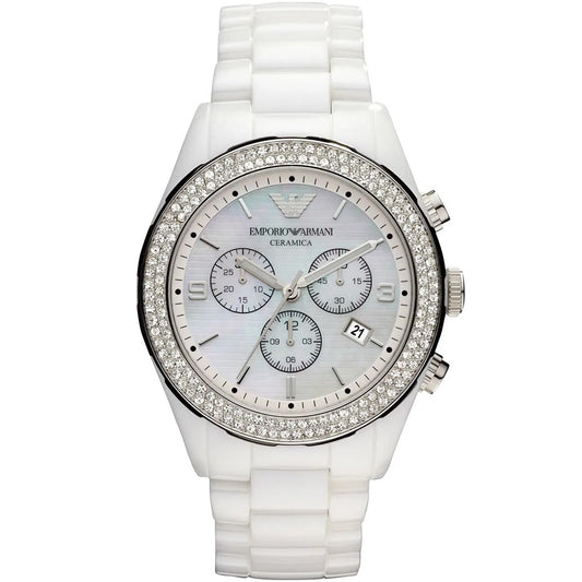 Montre femme Emporio Armani AR1456 Ceramica blanche