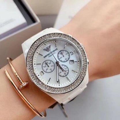 Montre femme Emporio Armani AR1456 Ceramica blanche