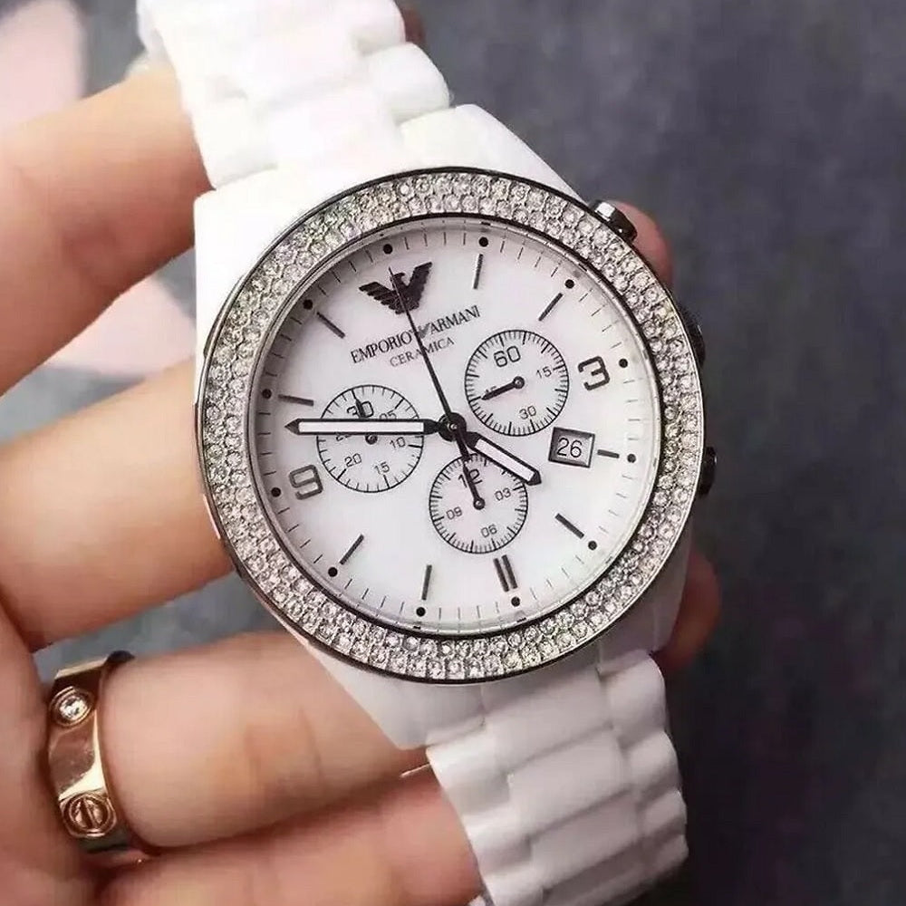 Montre femme Emporio Armani AR1456 Ceramica blanche