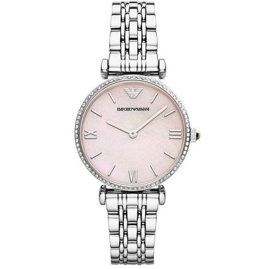 Montre Femme Emporio Armani AR1779 Gianni T-Bar Argentée et Rose