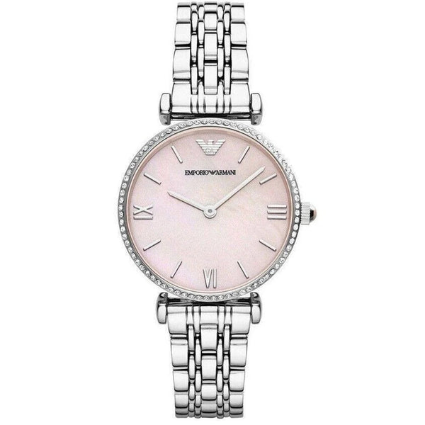 Emporio Armani AR1779 Gianni T-Bar Women's Silver & Pink Watch