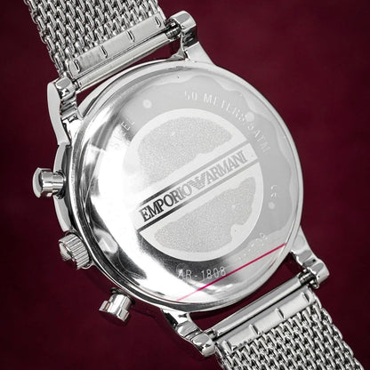 Emporio Armani AR1808 Luigi Men's Silver Mesh Watch