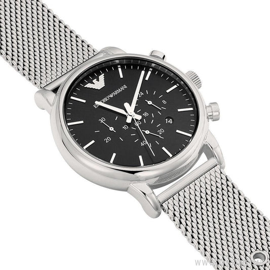 Montre maillée argentée Emporio Armani AR1808 Luigi pour hommes