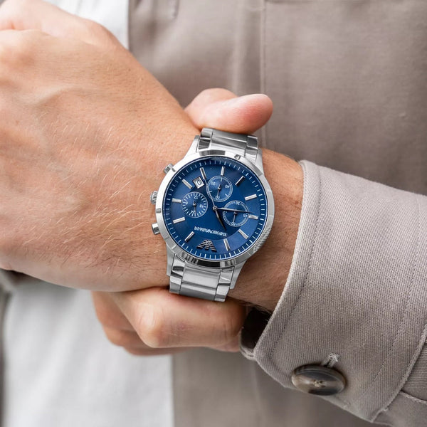 Emporio Armani AR2448 Renato Men's Silver & Blue Watch
