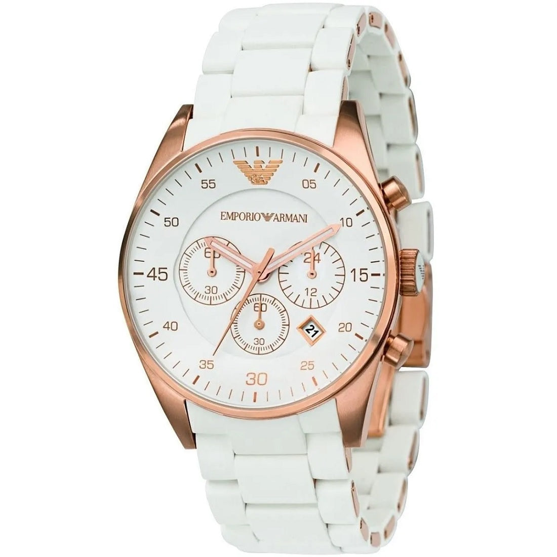 Montre Homme Emporio Armani AR5919 Sportivo Blanc et Or Rose
